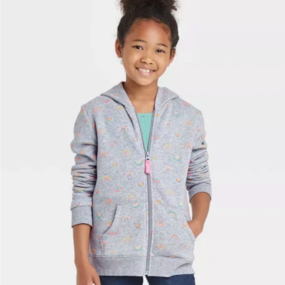 Cat & Jack Gray Hoodie with rainbow Accents